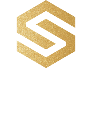 A black and gold logo for skylee stone.